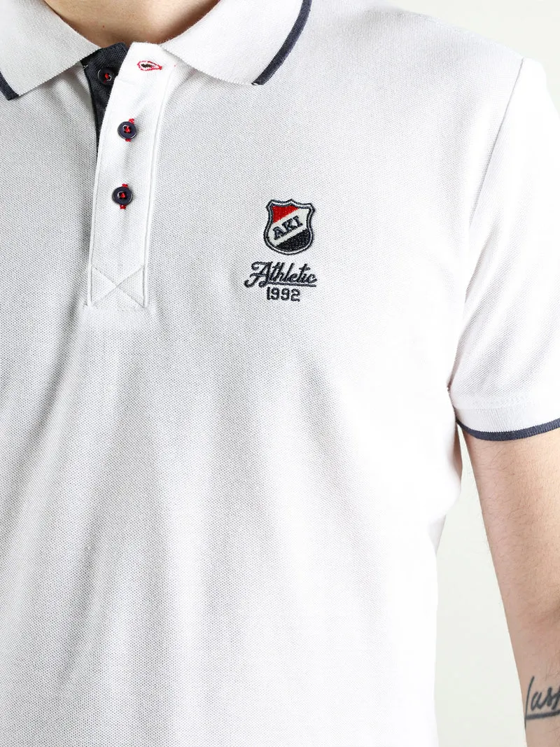 Polo da uomo in cotone a maniche corte - bianco