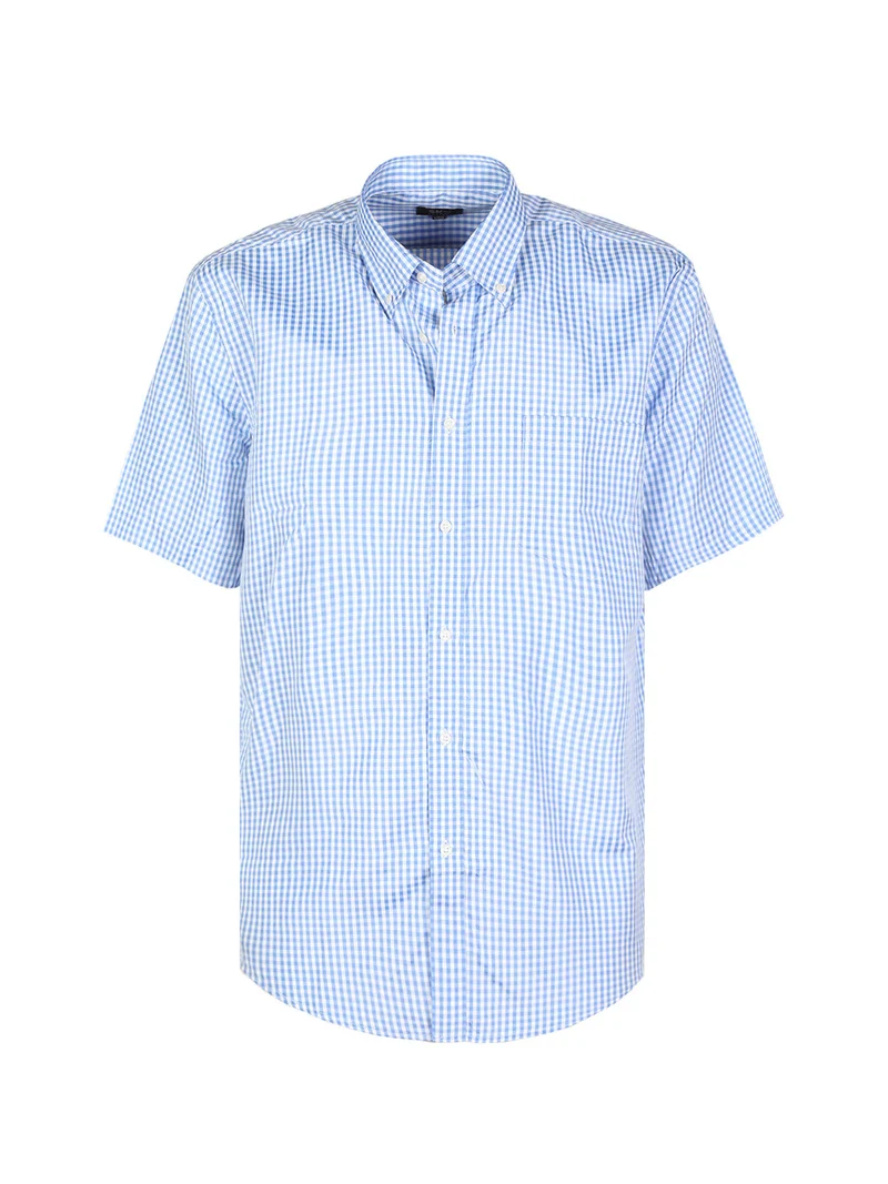Camicia da uomo manica corta a quadretti - azzurro