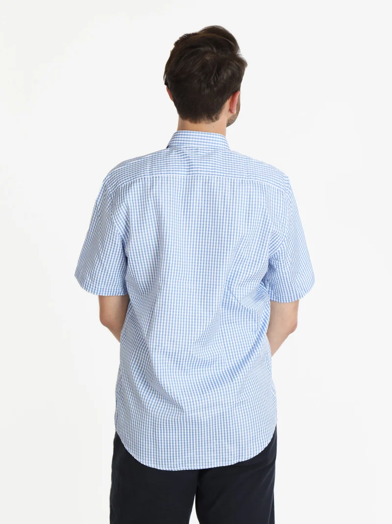 Camicia da uomo manica corta a quadretti - azzurro