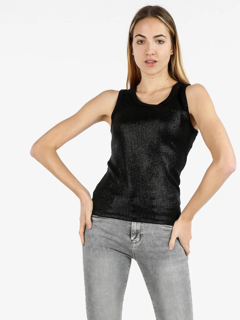 Top donna effetto metallizzato - nero