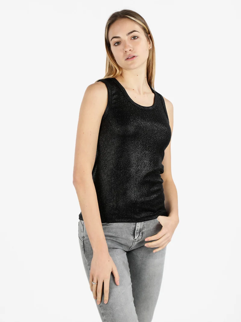 Top donna effetto metallizzato - nero