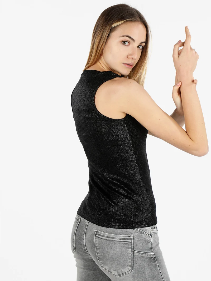 Top donna effetto metallizzato - nero
