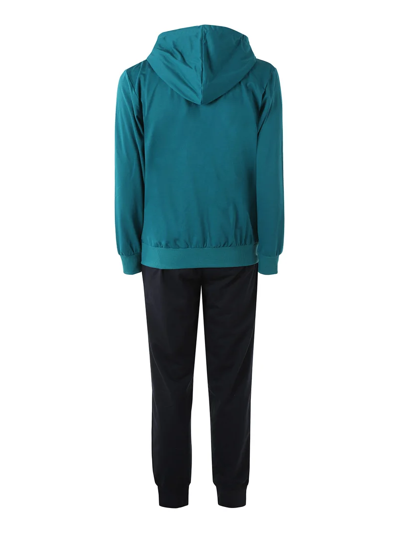 Completo tuta da uomo 2 pezzi full zip con cappuccio - verde