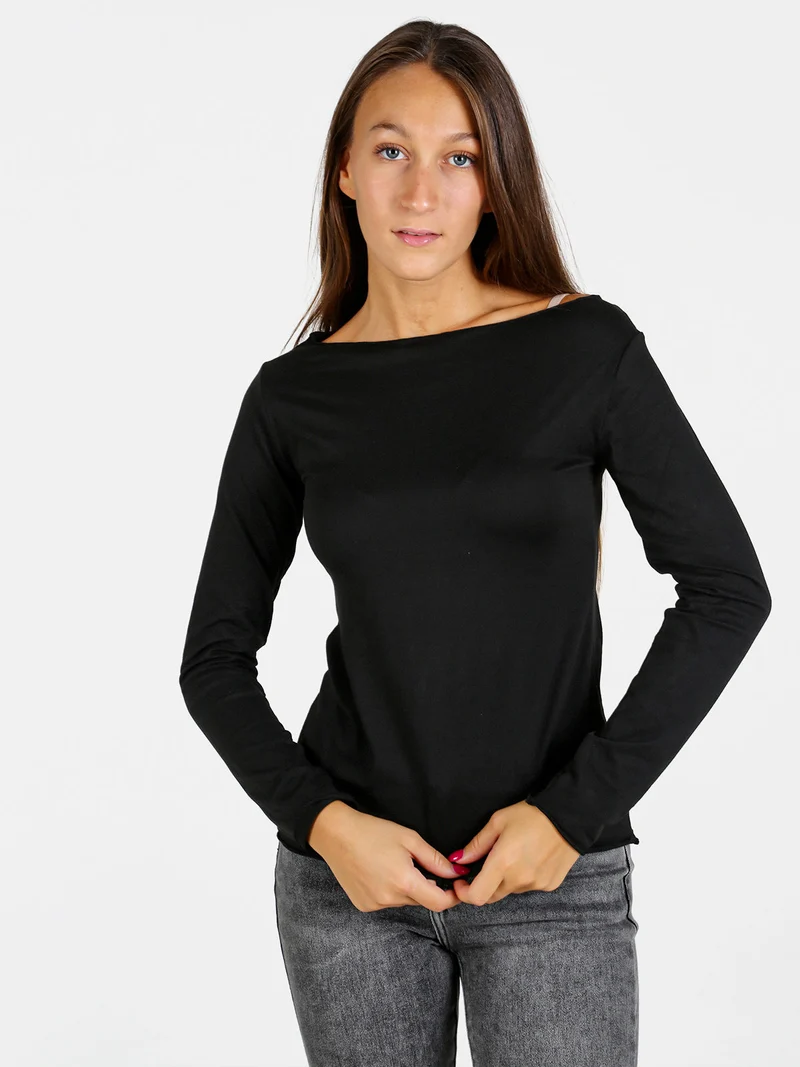 Maglia donna termo light con scollo a barca - nero