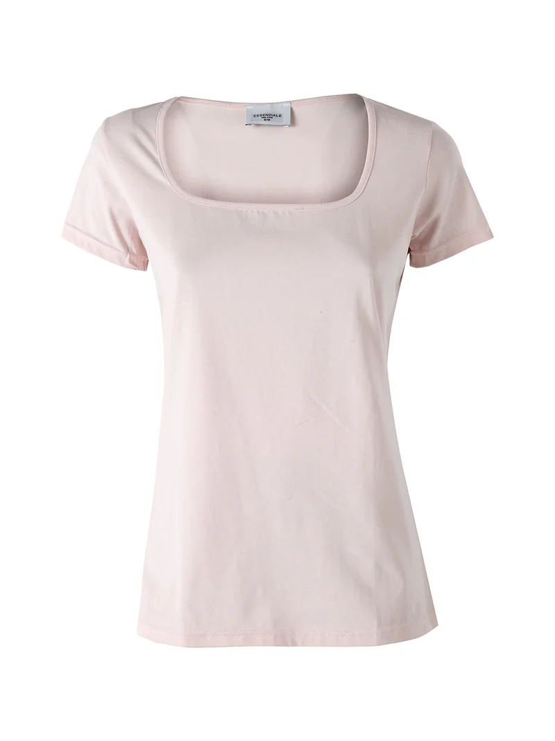 T-shirt da donna in cotone con scollo quadrato - rosa