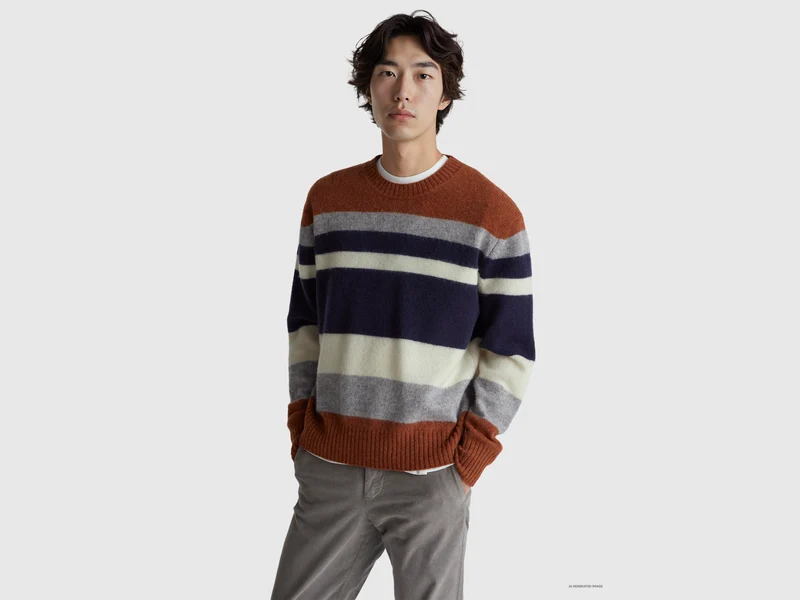 Gestreifter Pullover aus Shetlandwolle