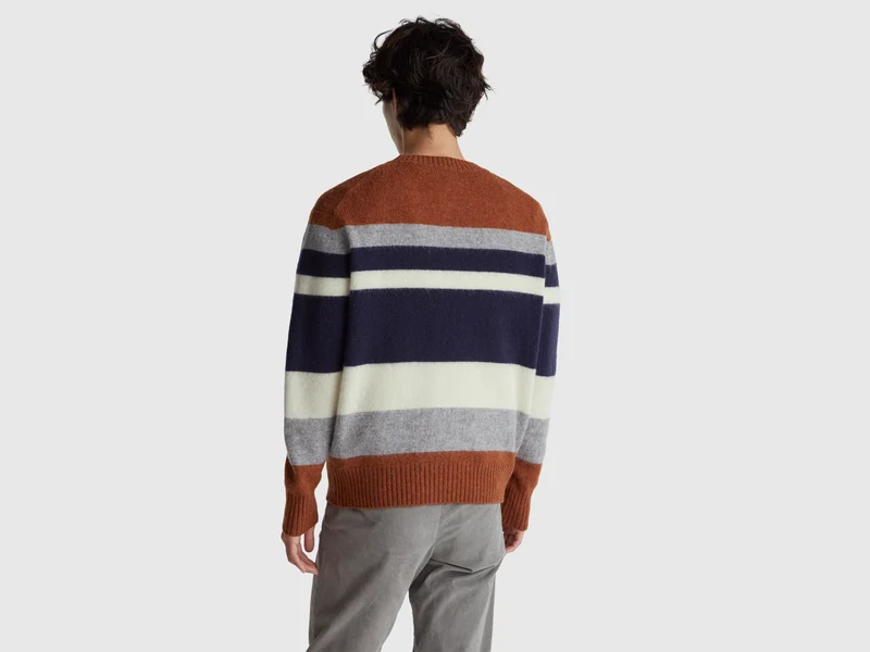 Gestreifter Pullover aus Shetlandwolle