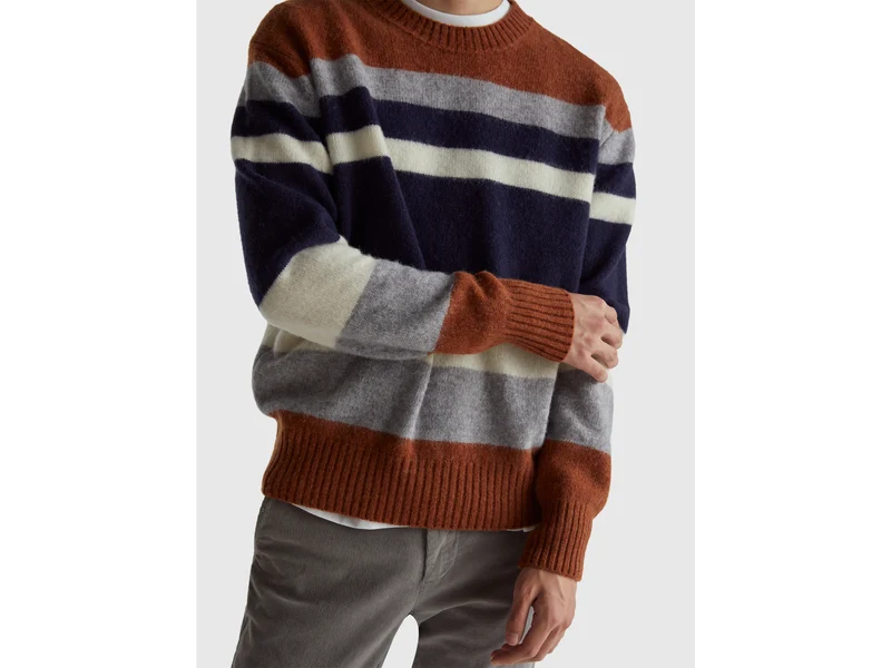 Gestreifter Pullover aus Shetlandwolle