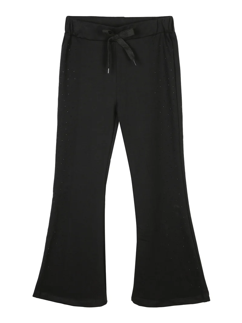 Pantaloni da bambina a zampa con strass - nero