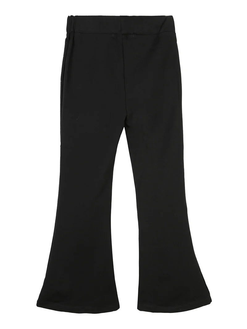 Pantaloni da bambina a zampa con strass - nero