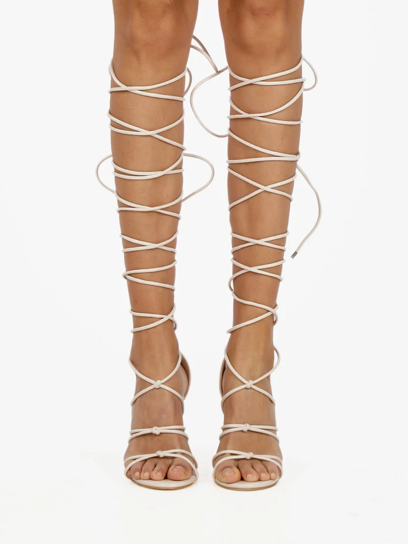 Sandali donna alla schiava con tacco - beige