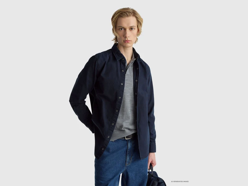 Slim Fit-Hemd aus 100 % Baumwolle