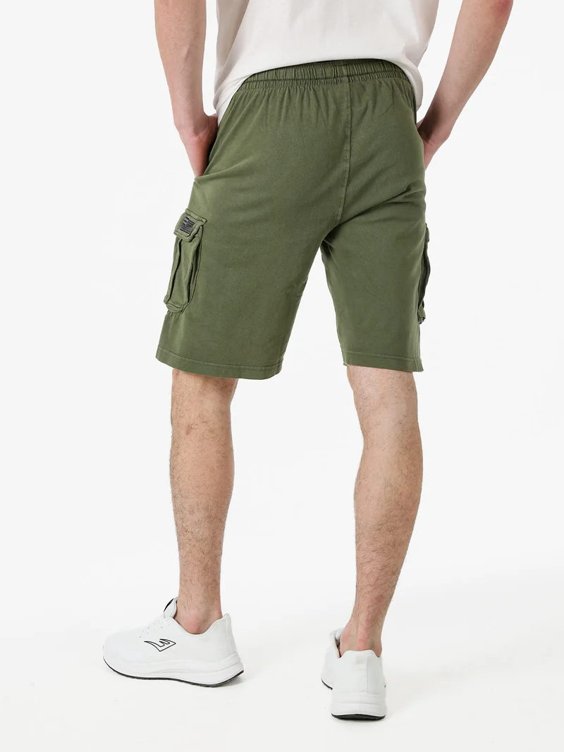 Bermuda da uomo in cotone con tasconi laterali e coulisse - militare