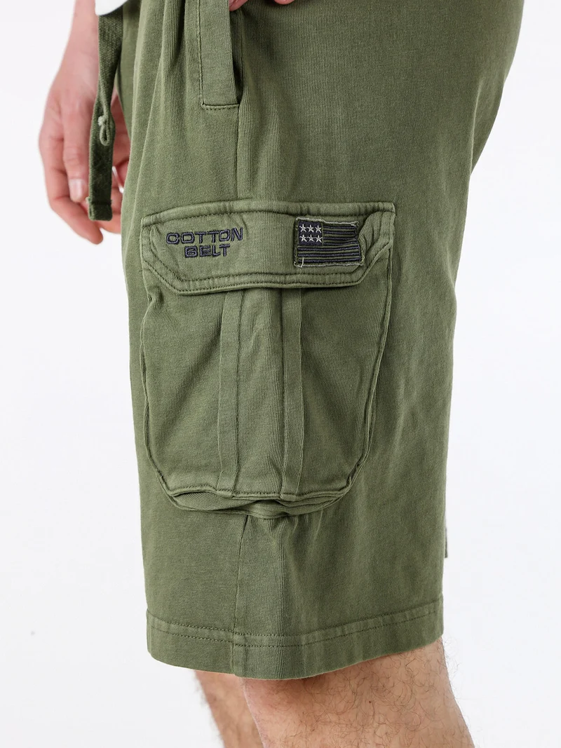 Bermuda da uomo in cotone con tasconi laterali e coulisse - militare
