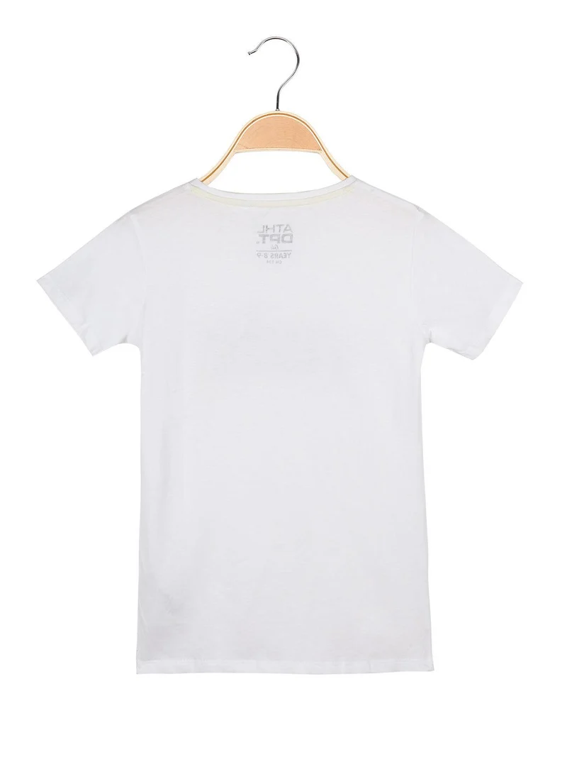 T-shirt con scritta e glitter - bianco