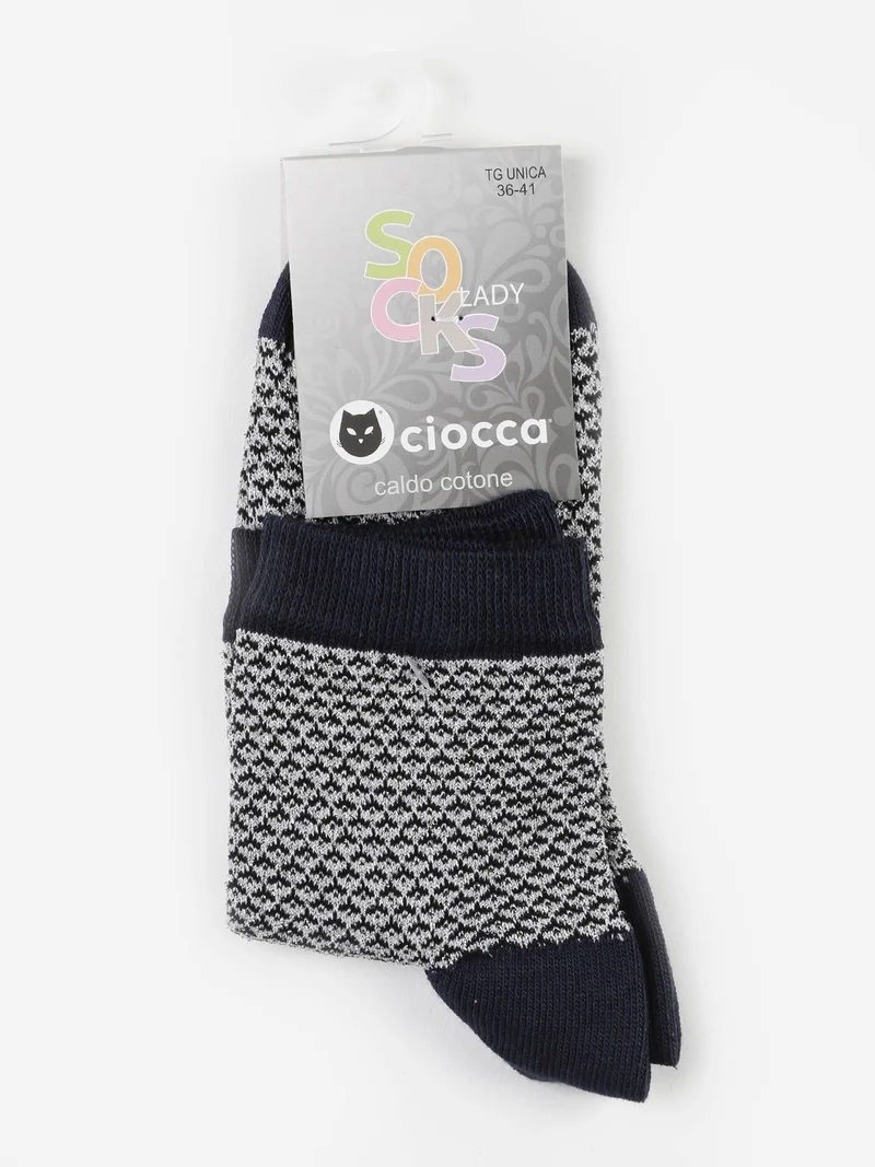Calze corte donna in caldo cotone - blu scuro