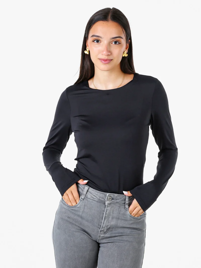 Top body da donna a maniche lunghe - nero