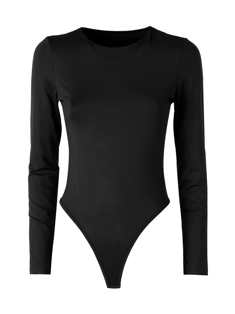Top body da donna a maniche lunghe - nero