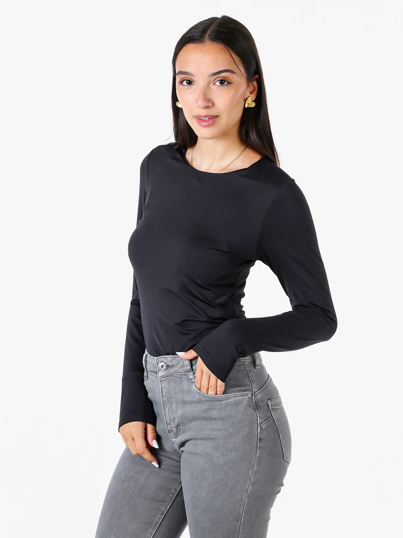 Top body da donna a maniche lunghe - nero
