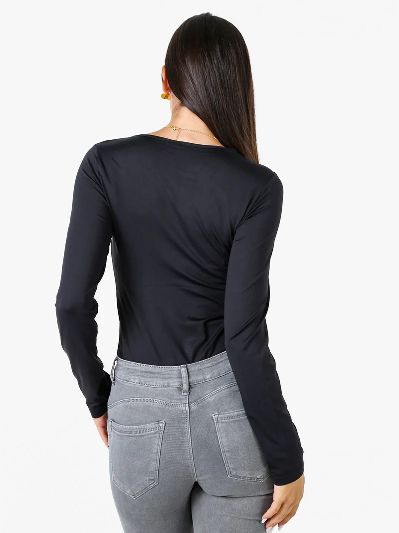 Top body da donna a maniche lunghe - nero