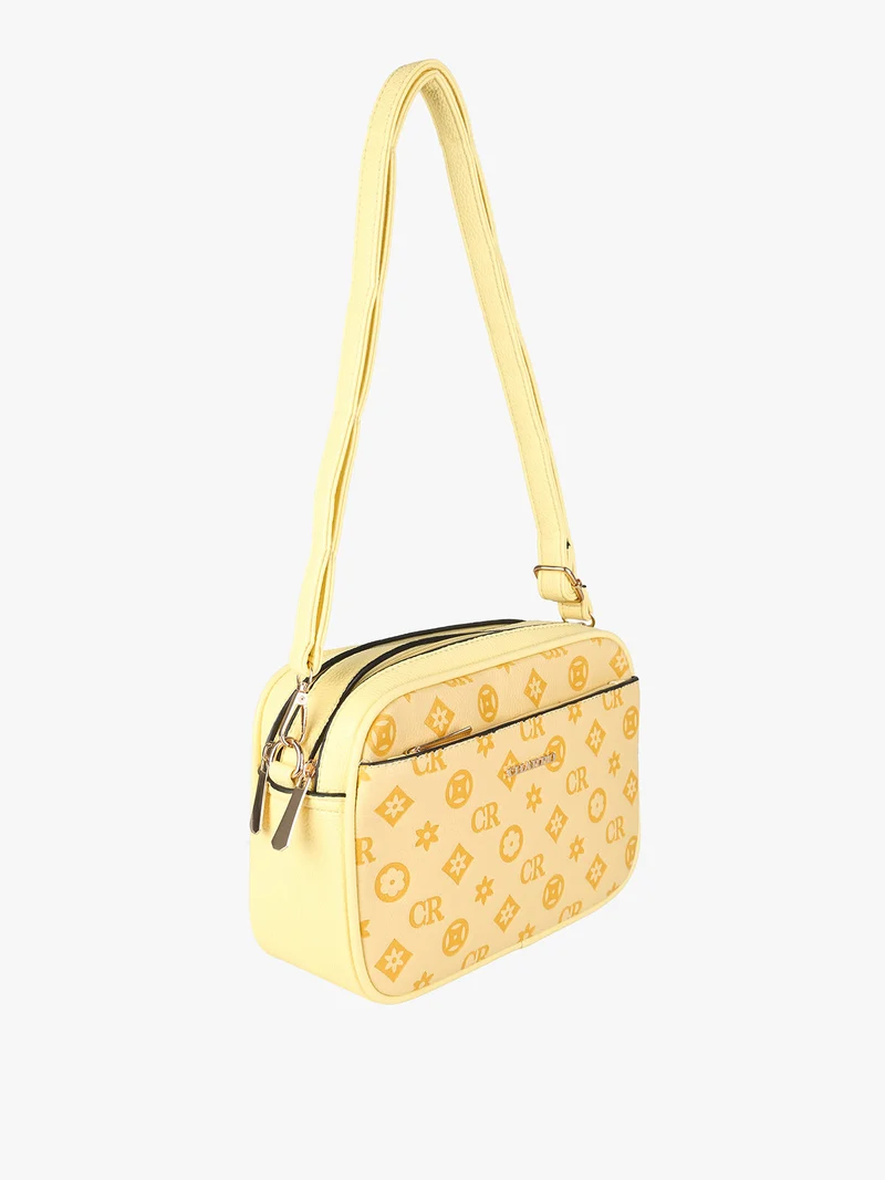 Borsa a tracolla da donna con stampa monogramma - giallo