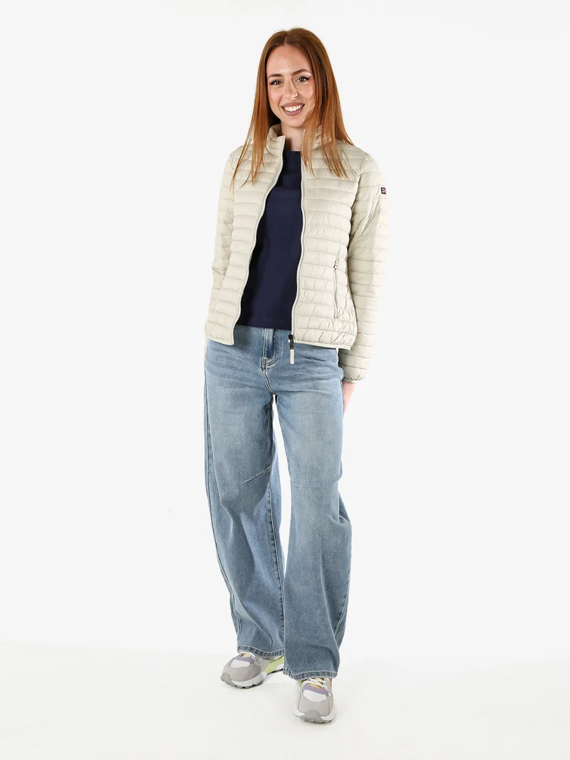 Giubbino donna modello 100 grammi con zip - beige