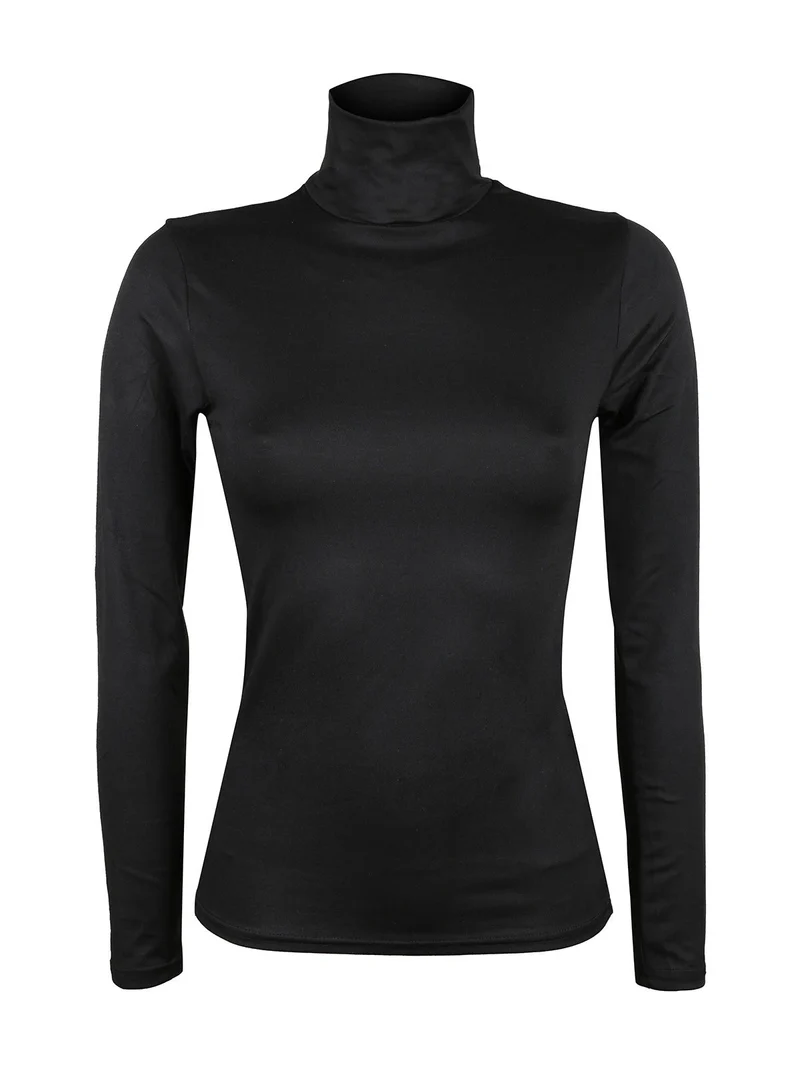 Maglia dolcevita donna in microfibra - nero