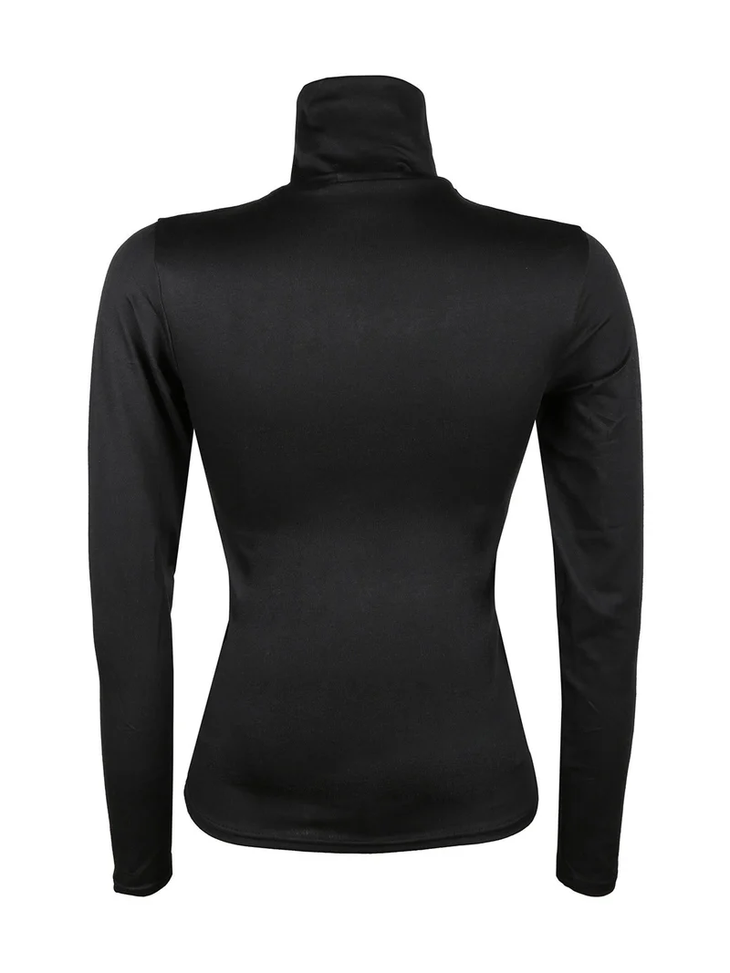 Maglia dolcevita donna in microfibra - nero