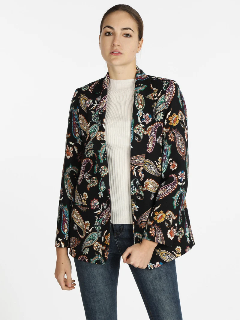 Blazer donna con stampe - nero