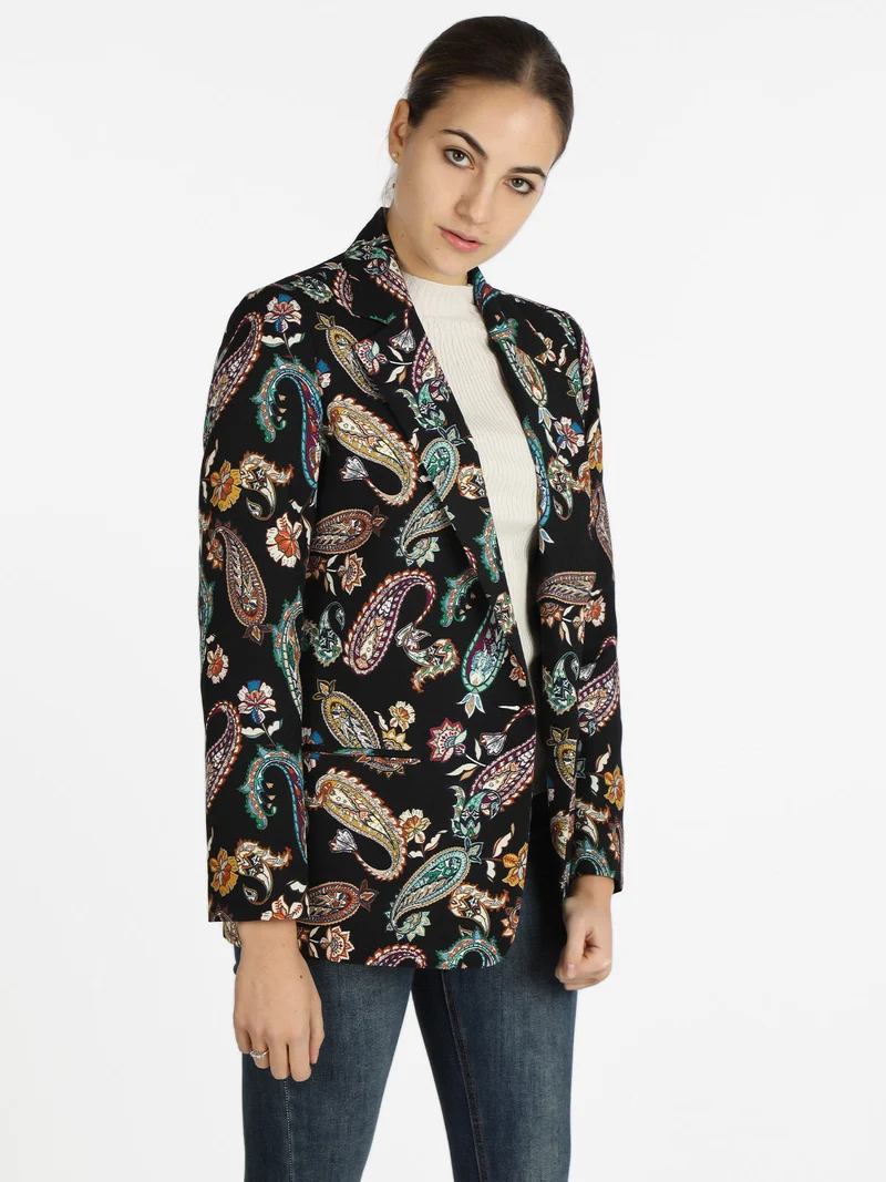 Blazer donna con stampe - nero