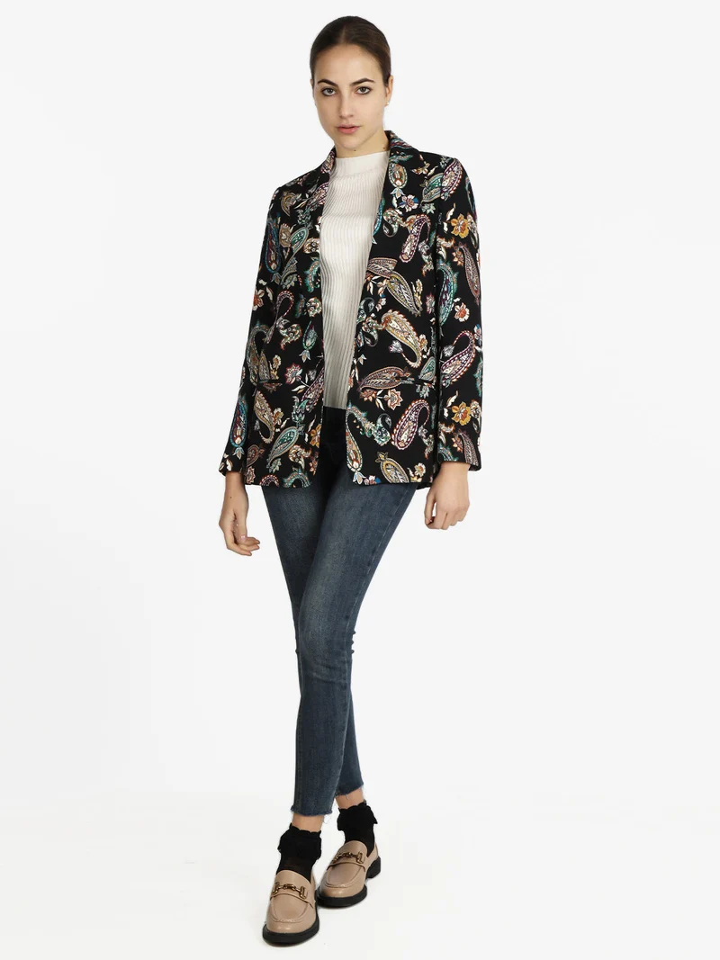 Blazer donna con stampe - nero