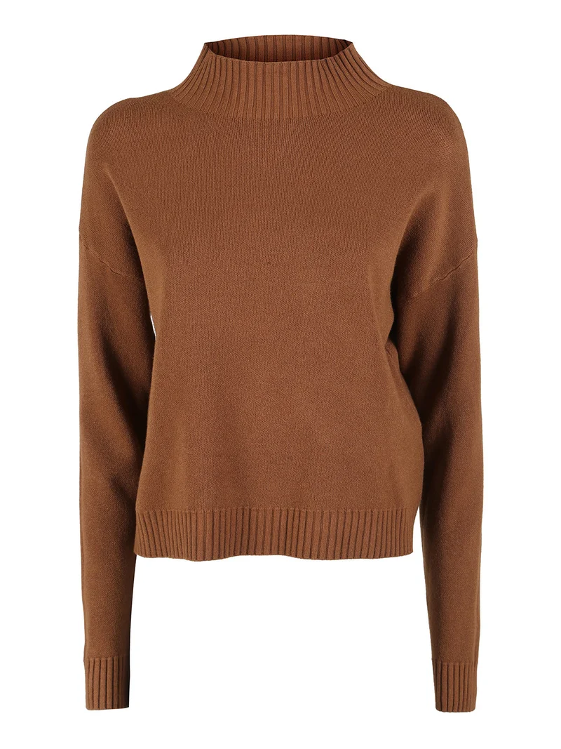 Pullover donna oversize in maglia - cammello