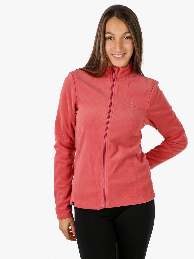 Felpa donna full zip in micropile - corallo