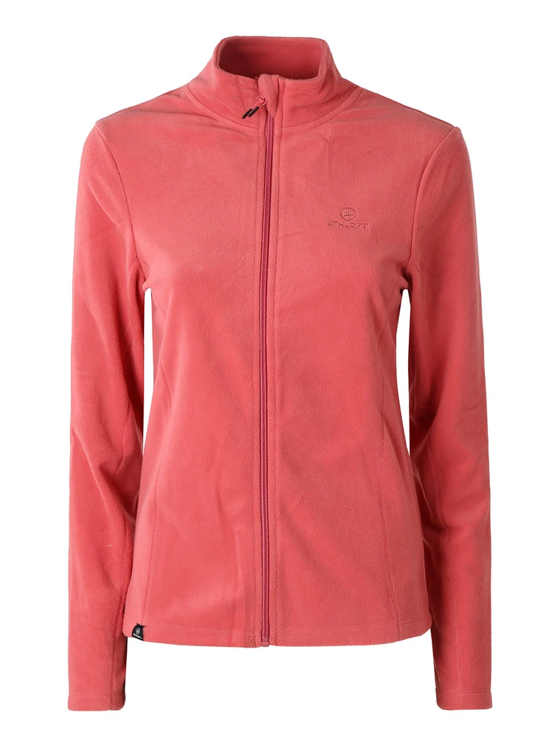 Felpa donna full zip in micropile - corallo