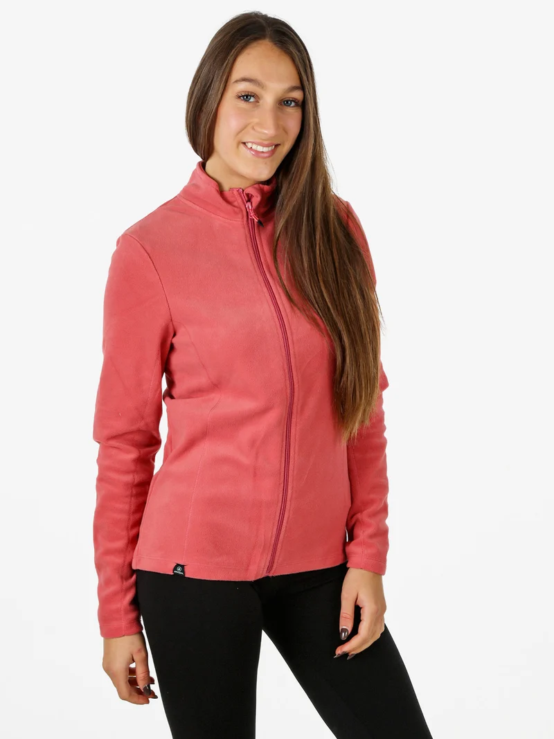 Felpa donna full zip in micropile - corallo