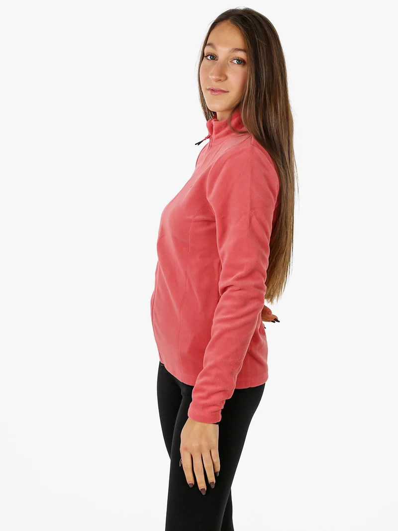 Felpa donna full zip in micropile - corallo