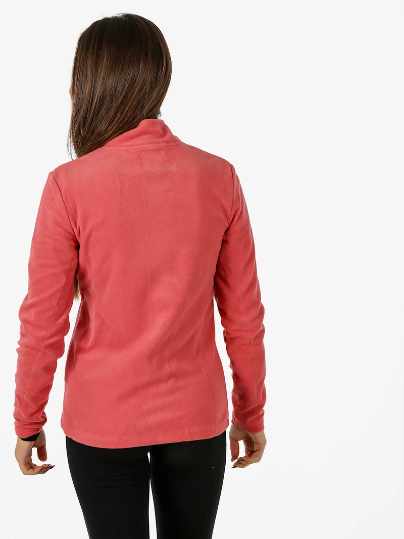Felpa donna full zip in micropile - corallo