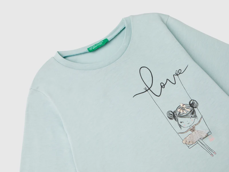 Shirt mit Aufdruck und Tüll-Applikation