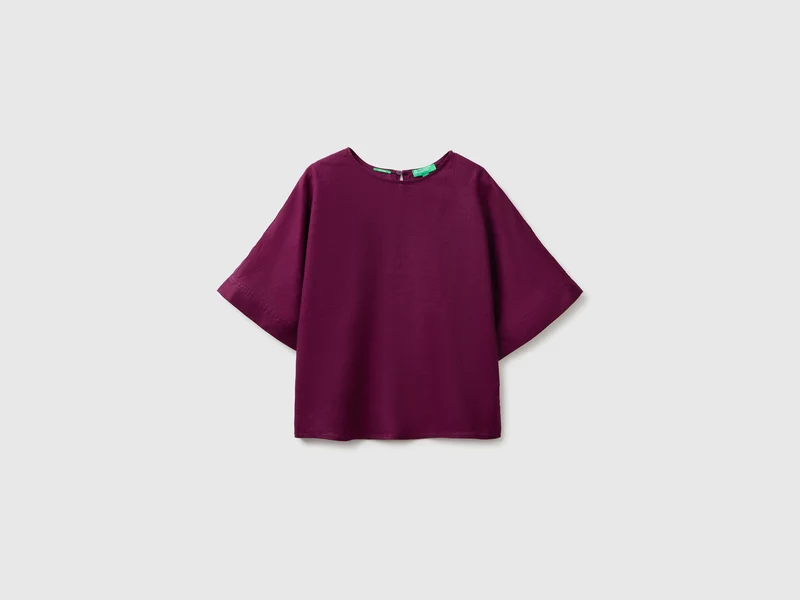 Bluse mit Rundhalsausschnitt aus reinem Leinen