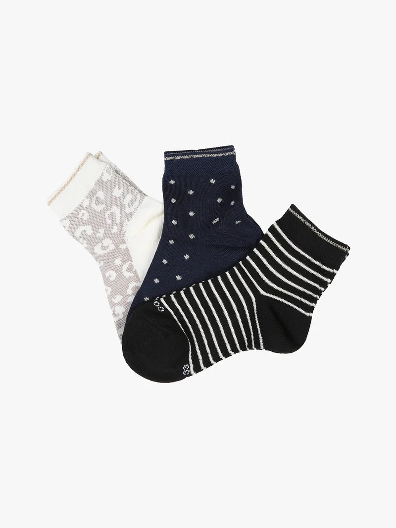Confezione da 3 paia di calze corte da bambina caldo cotone - blu scuro