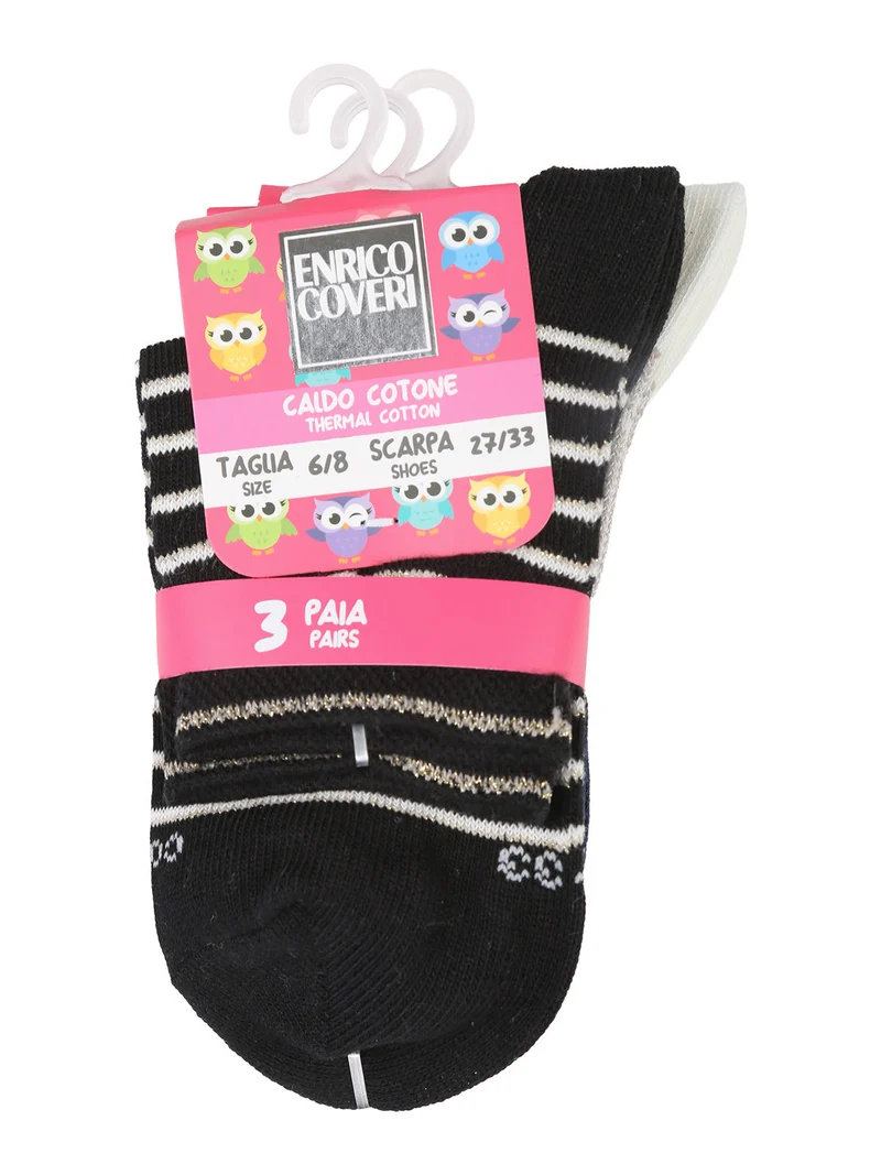 Confezione da 3 paia di calze corte da bambina caldo cotone - blu scuro