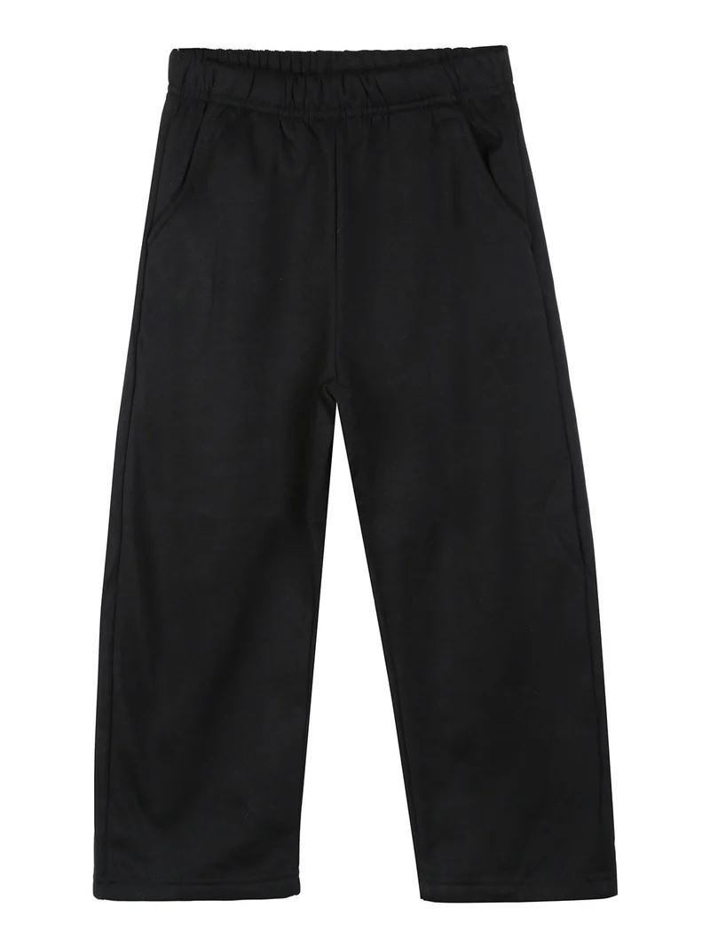 Completo da bambino 3 pezzi con camicia di flanella a quadri e pantaloni tuta felpati - nero