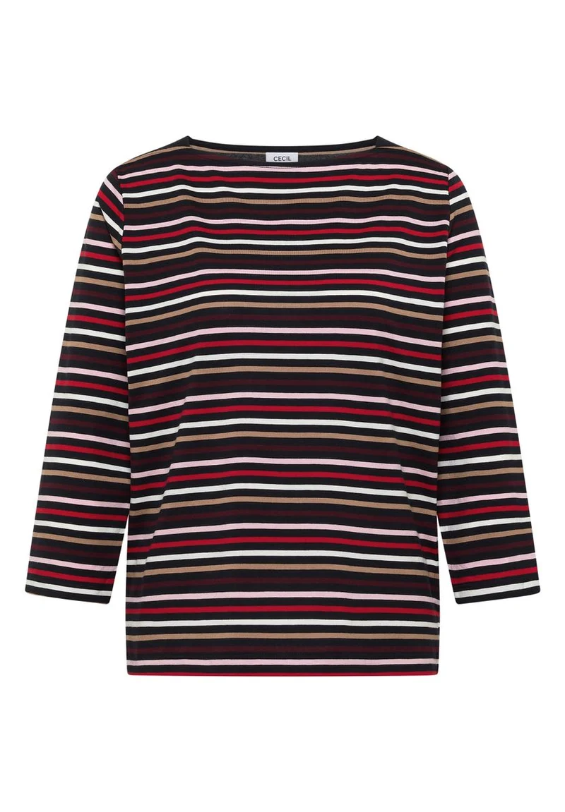 3/4-Arm Shirt mit Boat Neck und Streifen