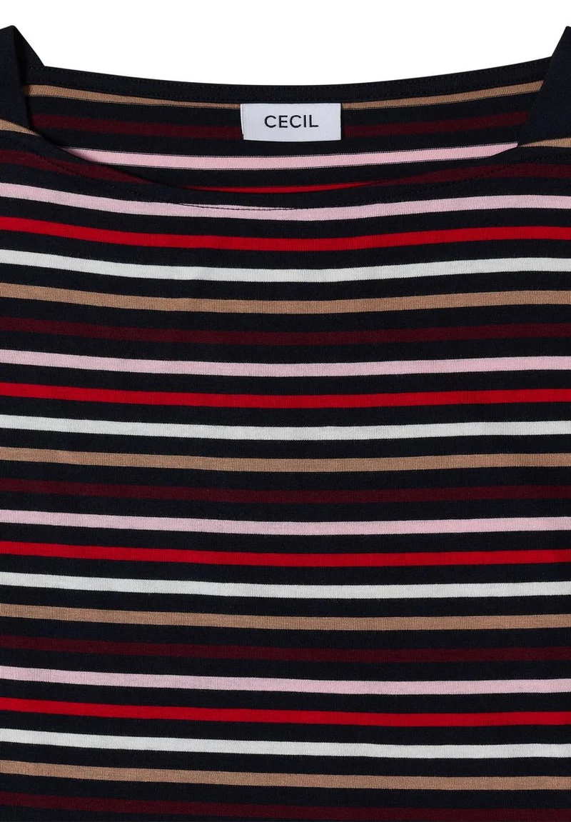 3/4-Arm Shirt mit Boat Neck und Streifen