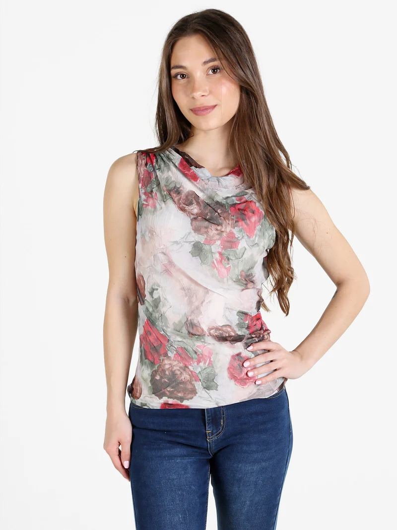 Top donna floreale - rosso