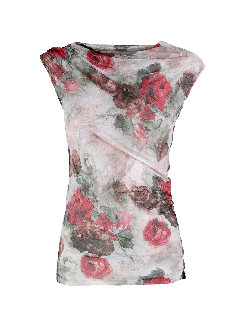 Top donna floreale - rosso