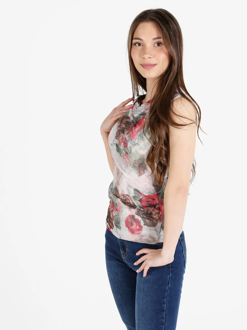 Top donna floreale - rosso