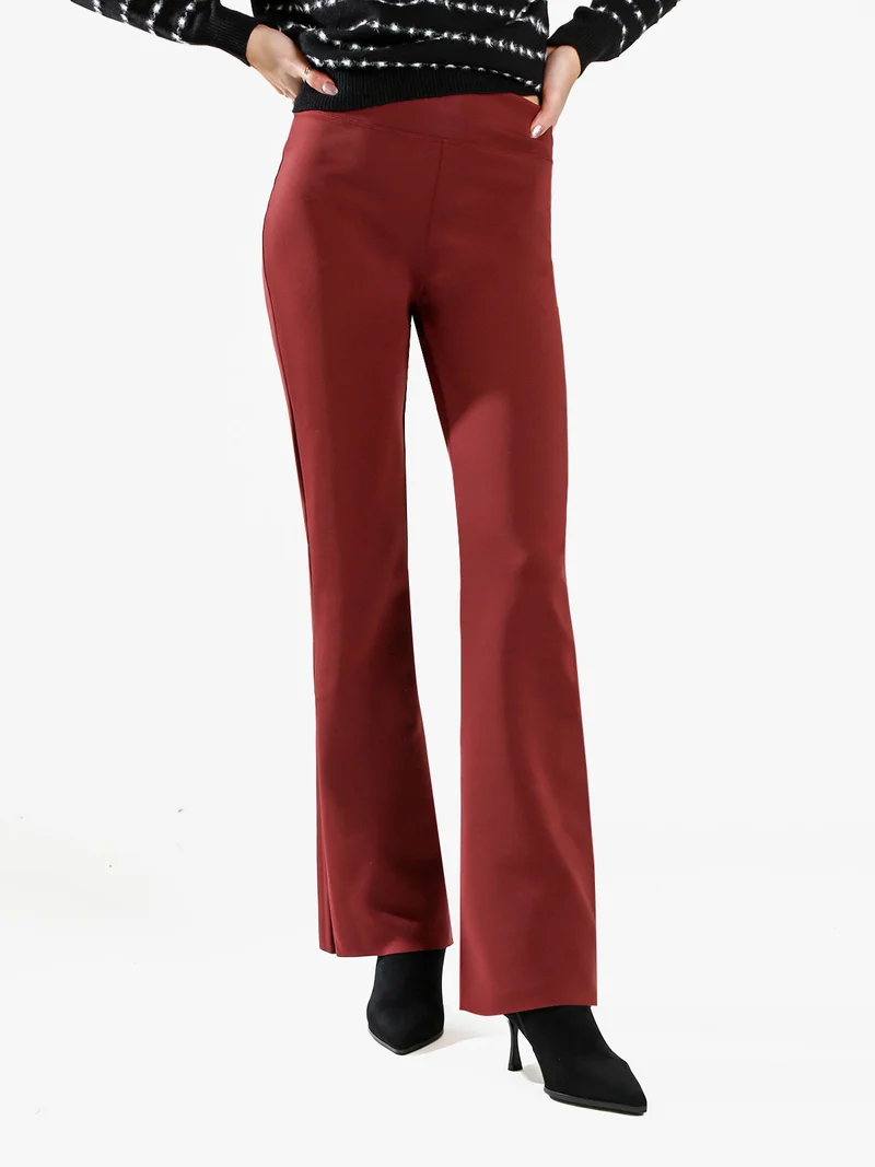 Leggings donna a gamba larga con finale in taglio vivo - bordeaux