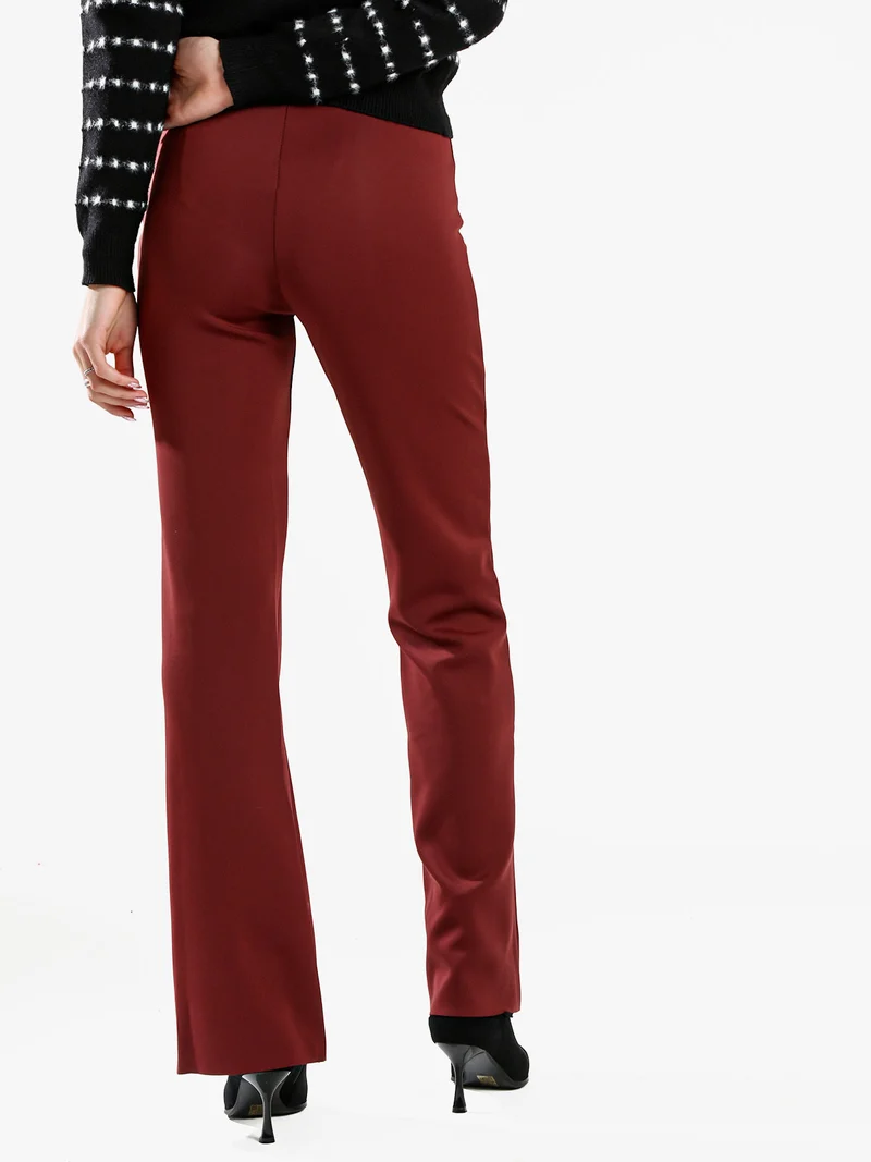 Leggings donna a gamba larga con finale in taglio vivo - bordeaux