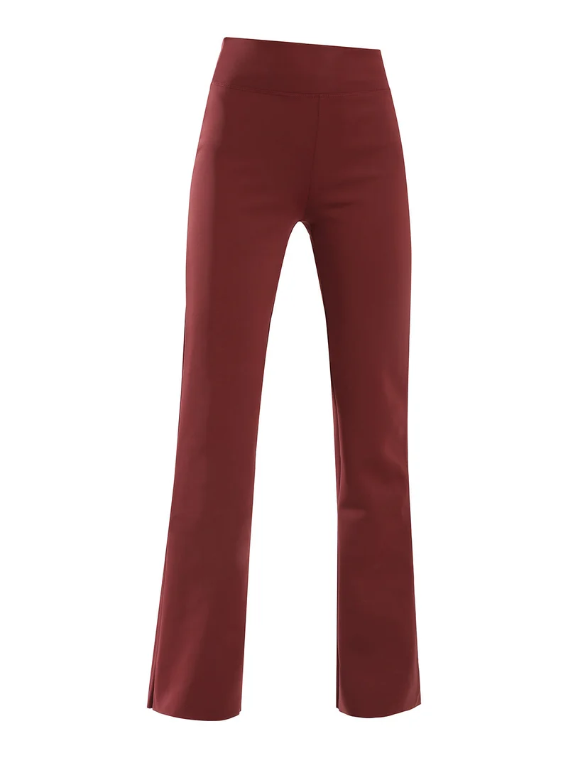 Leggings donna a gamba larga con finale in taglio vivo - bordeaux